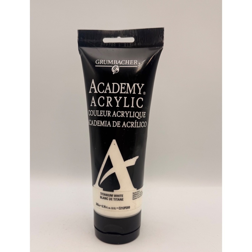 Grumbacher Academy Acrylic Paint Titanium White 200ml 6.76oz C212P200 NEW